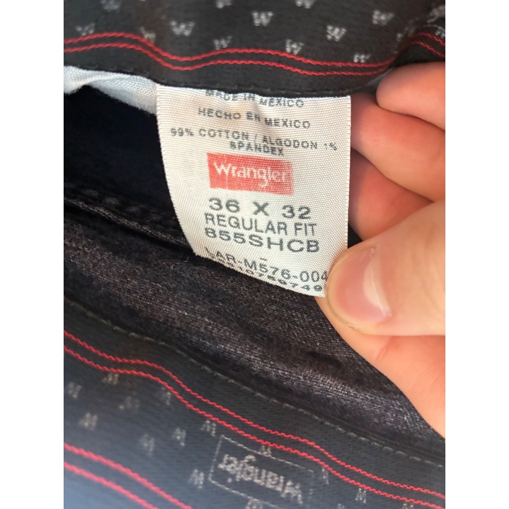 Wrangler Authentic Jeans Mens 36x32 Black Regular Fit Straight Leg Denim 855SHCB - Picture 3 of 8